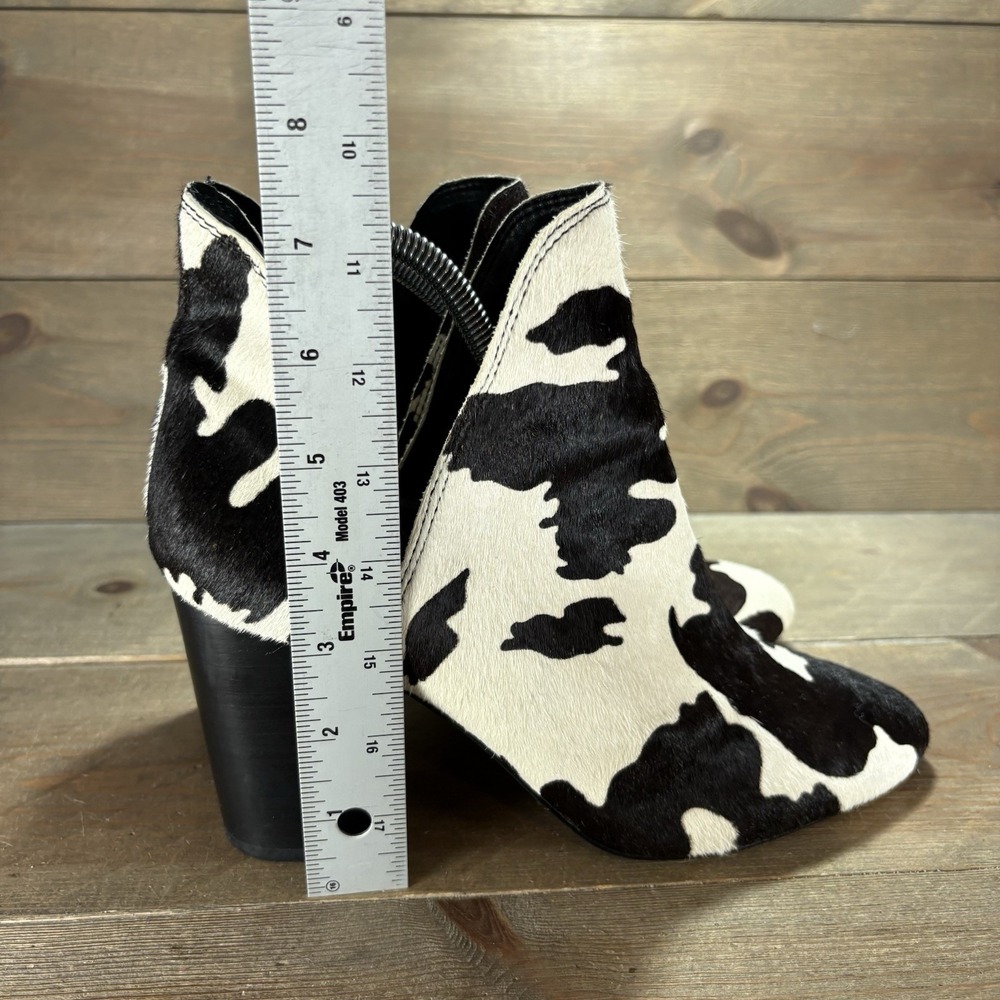 steve madden womens size 8.5 shoes black white cow print slip on ankle boots - Picture 9 of 11